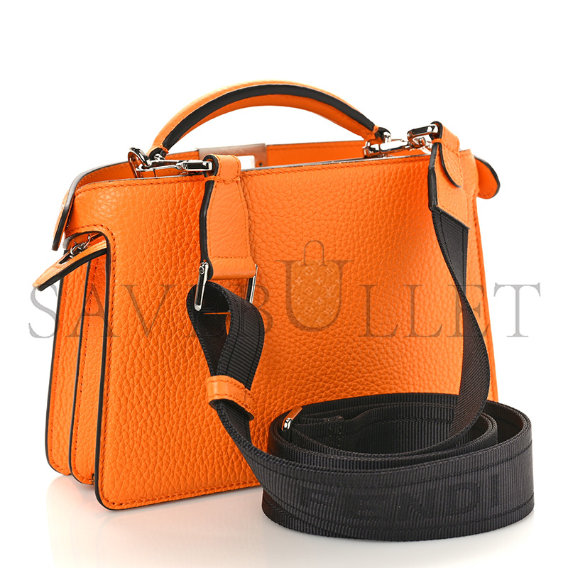 FENDI CUOIO ROMANO VITELLO COVER BI-COLOR PEEKABOO I SEE U X CROSS SATCHEL ORANGE (23*14.5*6cm) 